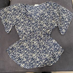 Clinched waist peplum floral top